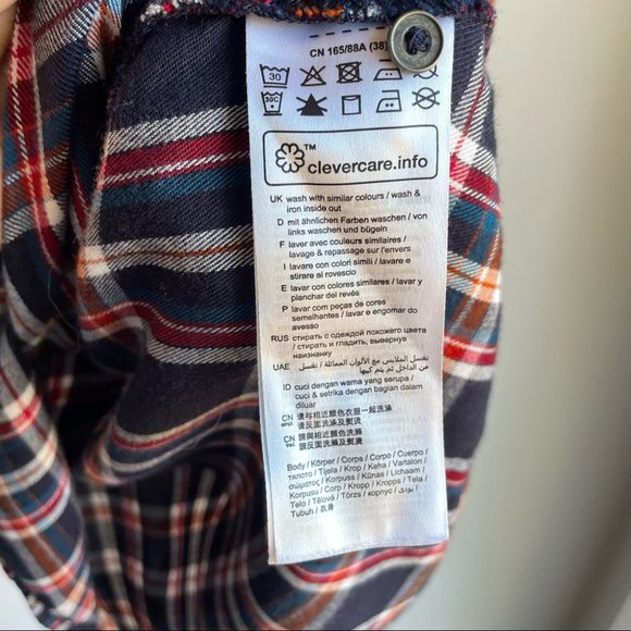 Women’s Plaid Button Up Blouse Floral Embroidery Western Rodeo Medium Fall Horse - Picture 7 of 9